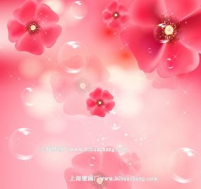 粉红色花卉效果图壁画MH827033