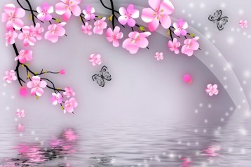 梦幻花卉效果图壁画MH827054