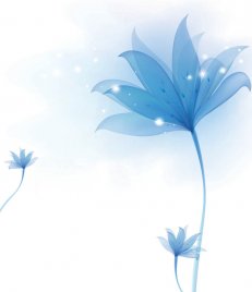梦幻蓝色花卉效果图壁画MH827064