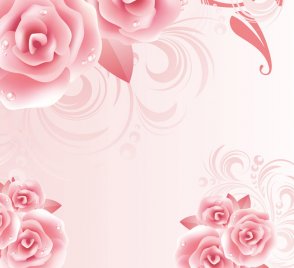 粉红玫瑰花卉效果图壁画MH827086