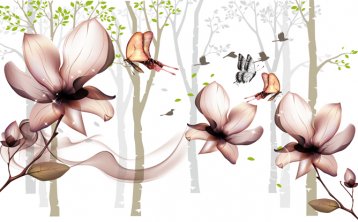 梦幻抽象花卉效果图壁画MH827106