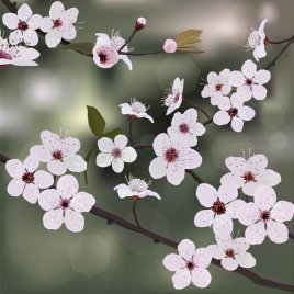 梦幻樱花花卉效果图壁画MH827118